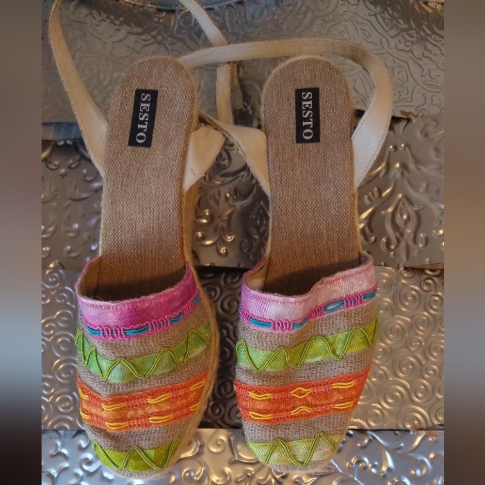 Sesto Meucci Multicolor Embroidered Espadrilles